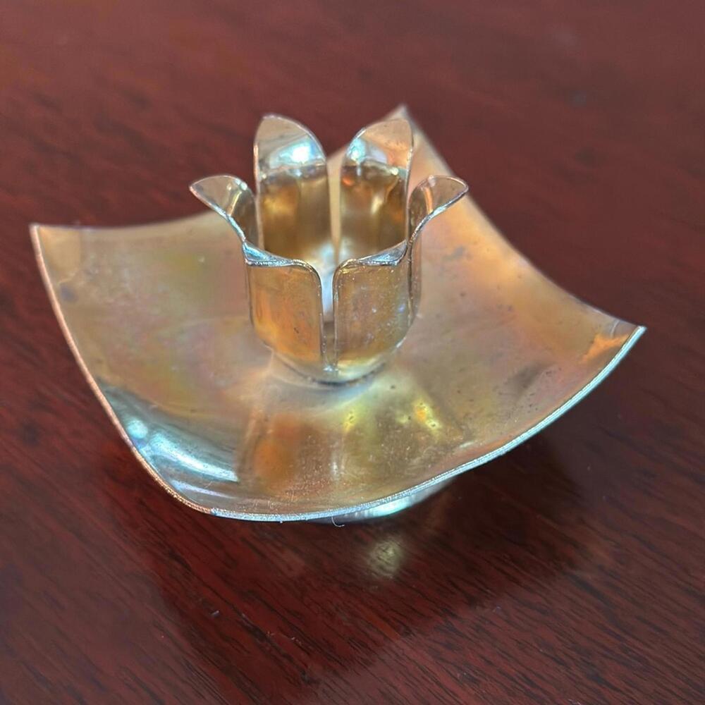 Pair of Mid-Century Modern Brass Tulip Candle Holders